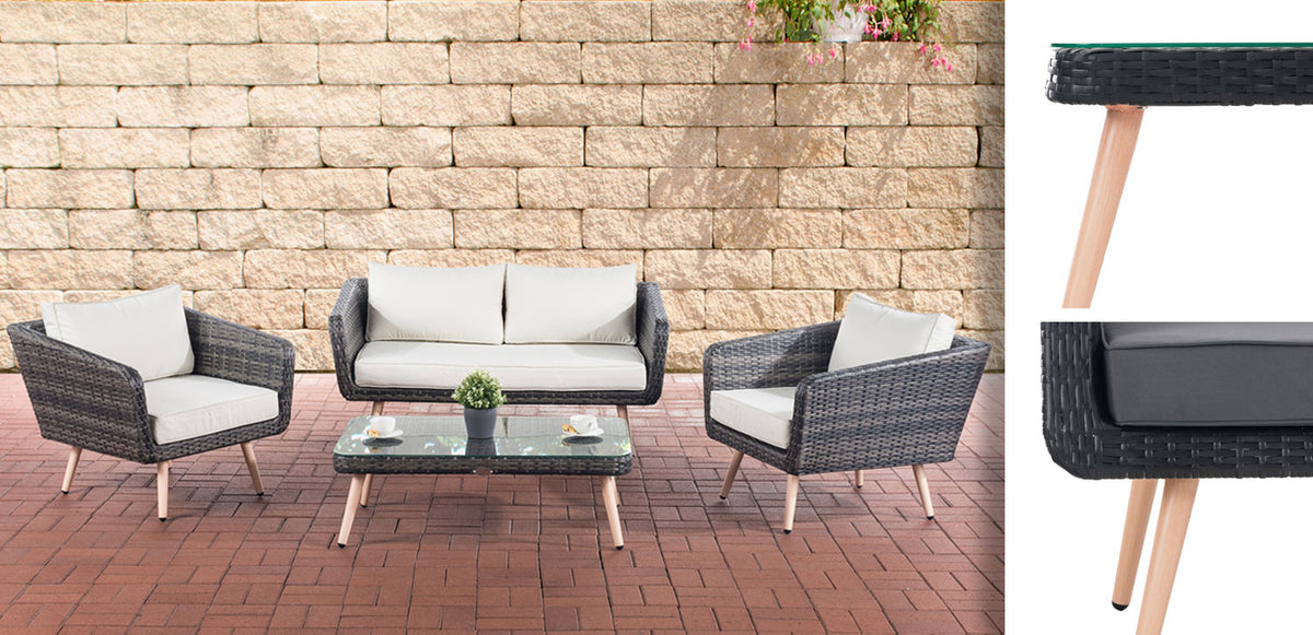 CLP Lounge-Set Trosa Flachrattan Eisengrau 45 cm (Hellbraun) – Produktabbildung 4
