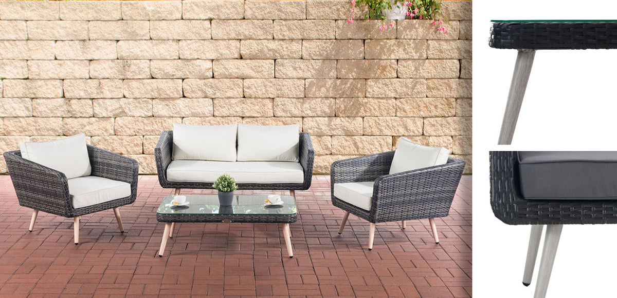 CLP Lounge-Set Trosa Flachrattan Eisengrau 45 cm (Hellgrau) – Produktabbildung 4