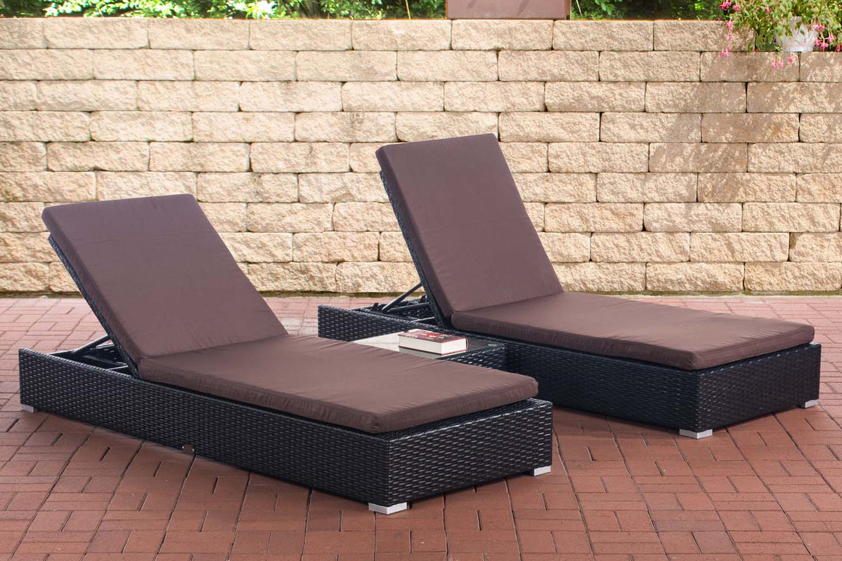 CLP 2x Sonnenliege Nadi mit Tisch terrabraun
