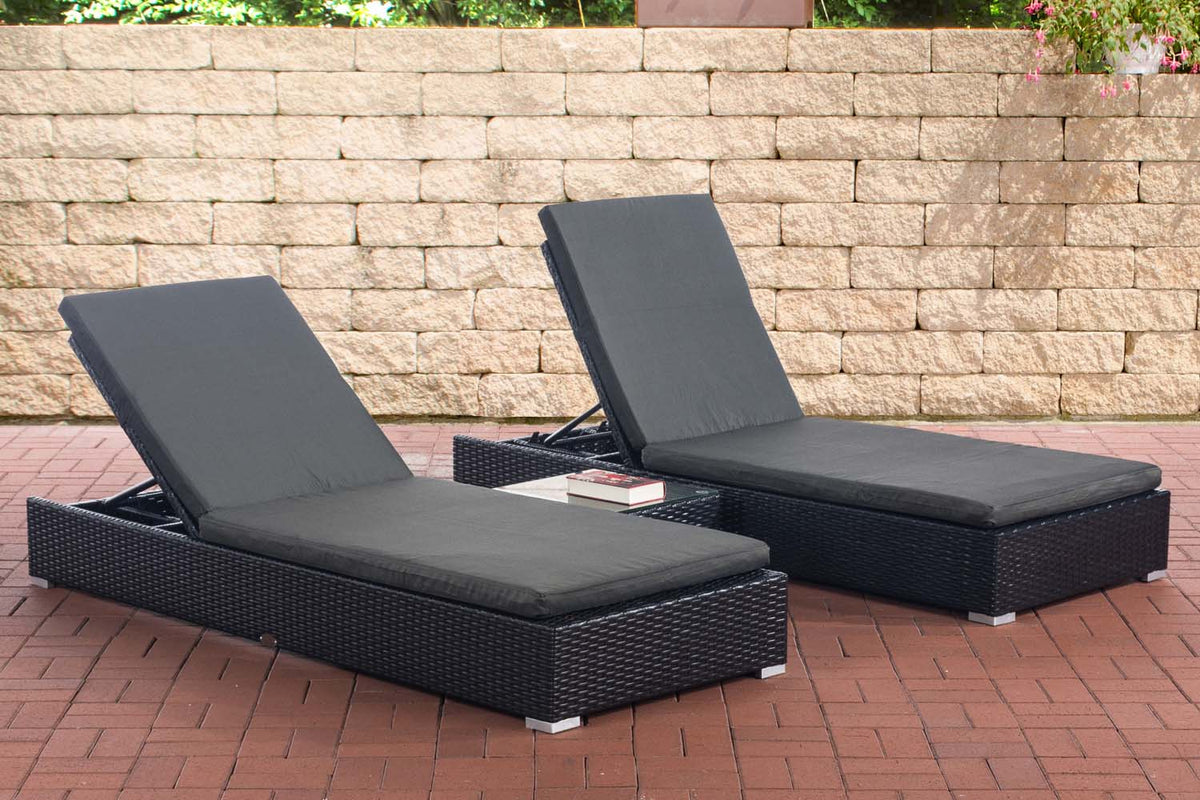 CLP 2x Sonnenliege Nadi mit Tisch anthrazit