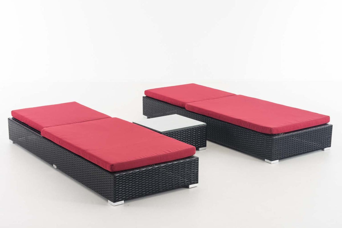 CLP 2x Sonnenliege Nadi mit Tisch rubinrot – Produktabbildung 2