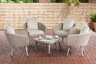 CLP Lounge-Set Ameland Rundrattan cremeweiß 40 cm (Hellgrau)