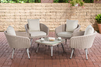 CLP Lounge-Set Ameland Rundrattan cremeweiß 40 cm (Hellgrau)