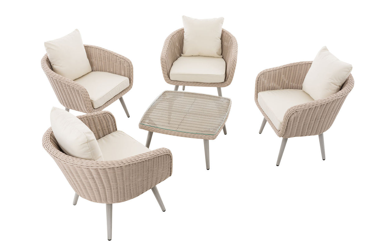 CLP Lounge-Set Ameland Rundrattan cremeweiß 40 cm (Hellgrau) – Produktabbildung 2