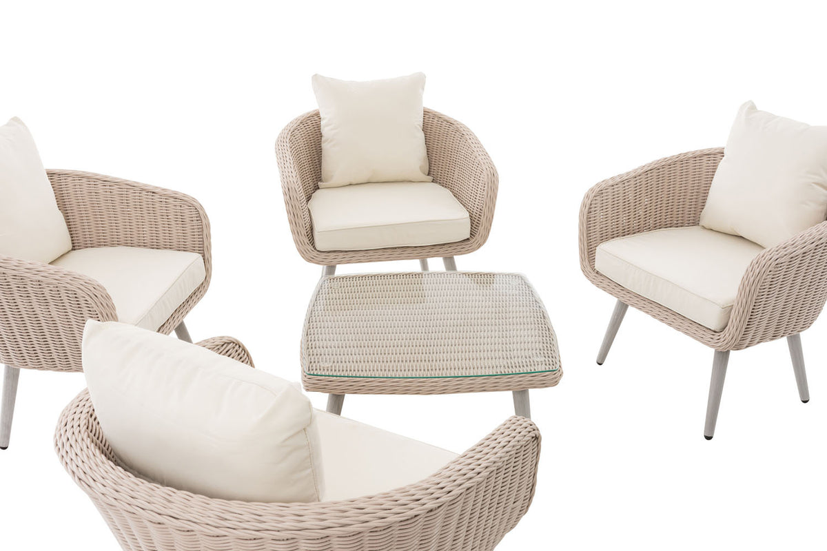 CLP Lounge-Set Ameland Rundrattan cremeweiß 40 cm (Hellgrau) – Produktabbildung 4