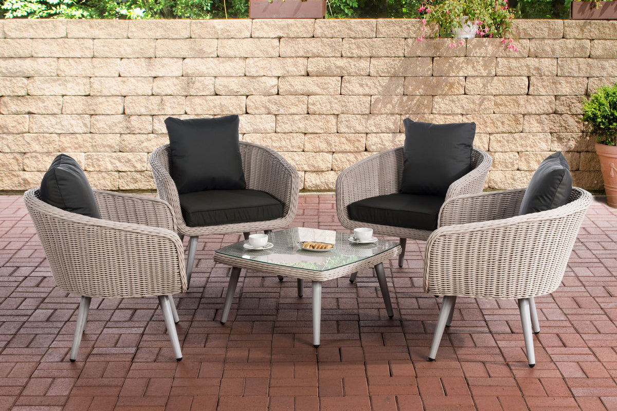 CLP Lounge-Set Ameland Rundrattan anthrazit 40 cm (Hellgrau)