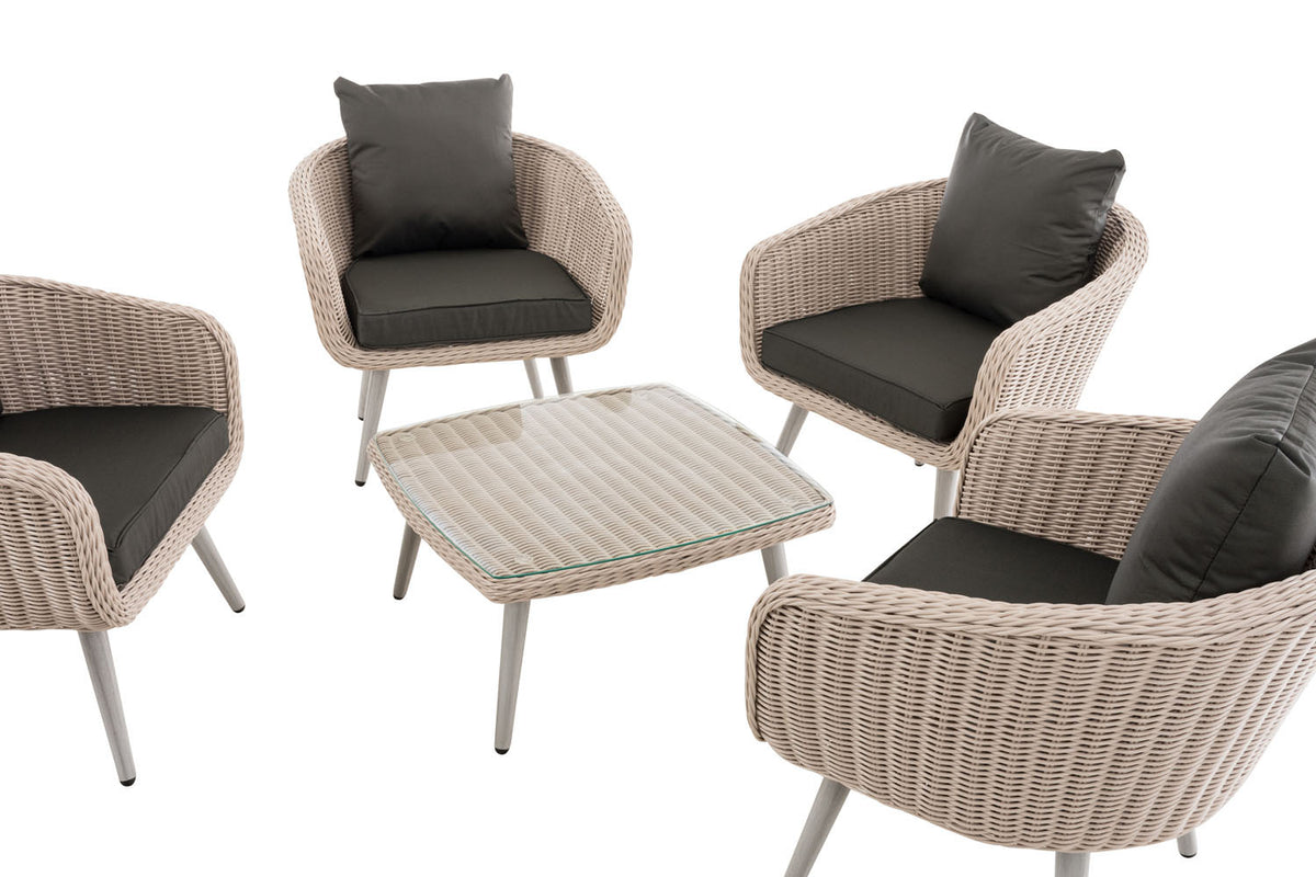 CLP Lounge-Set Ameland Rundrattan anthrazit 45 cm (Hellgrau) – Produktabbildung 3