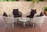 CLP Lounge-Set Ameland Rundrattan terrabraun 40 cm (Hellgrau)
