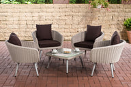 CLP Lounge-Set Ameland Rundrattan terrabraun 45 cm (Hellgrau)