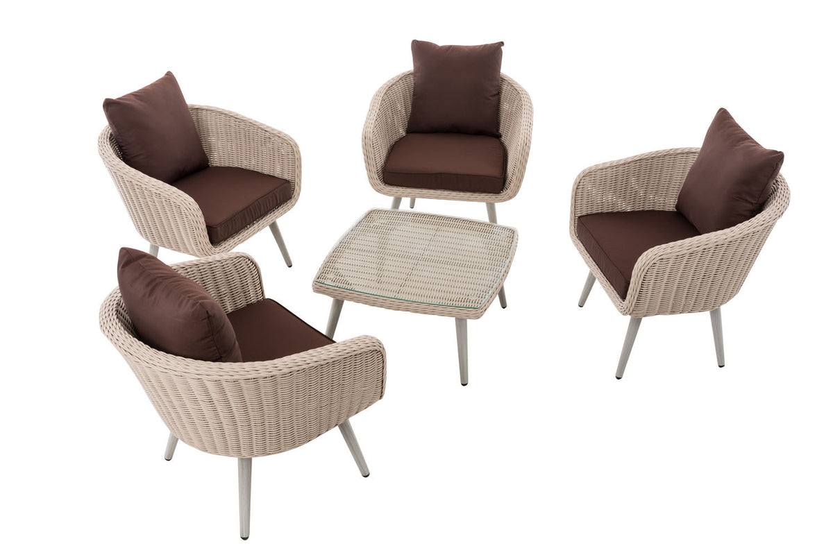CLP Lounge-Set Ameland Rundrattan terrabraun 45 cm (Hellgrau) – Produktabbildung 2