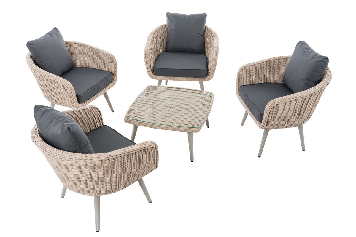 CLP Lounge-Set Ameland Rundrattan eisengrau 40 cm (Hellgrau) – Produktabbildung 2