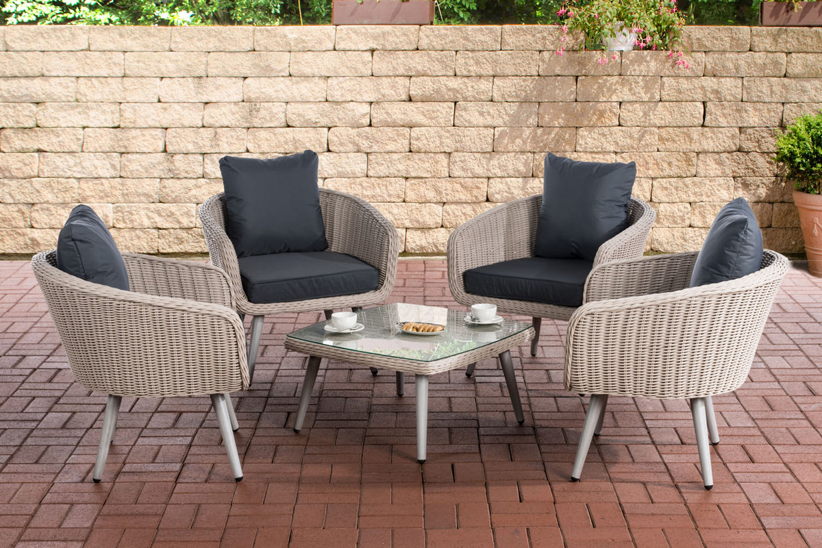 CLP Lounge-Set Ameland Rundrattan eisengrau 45 cm (Hellgrau)