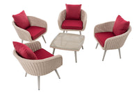 CLP Lounge-Set Ameland Rundrattan rubinrot 40 cm (Hellgrau) – Produktabbildung 2