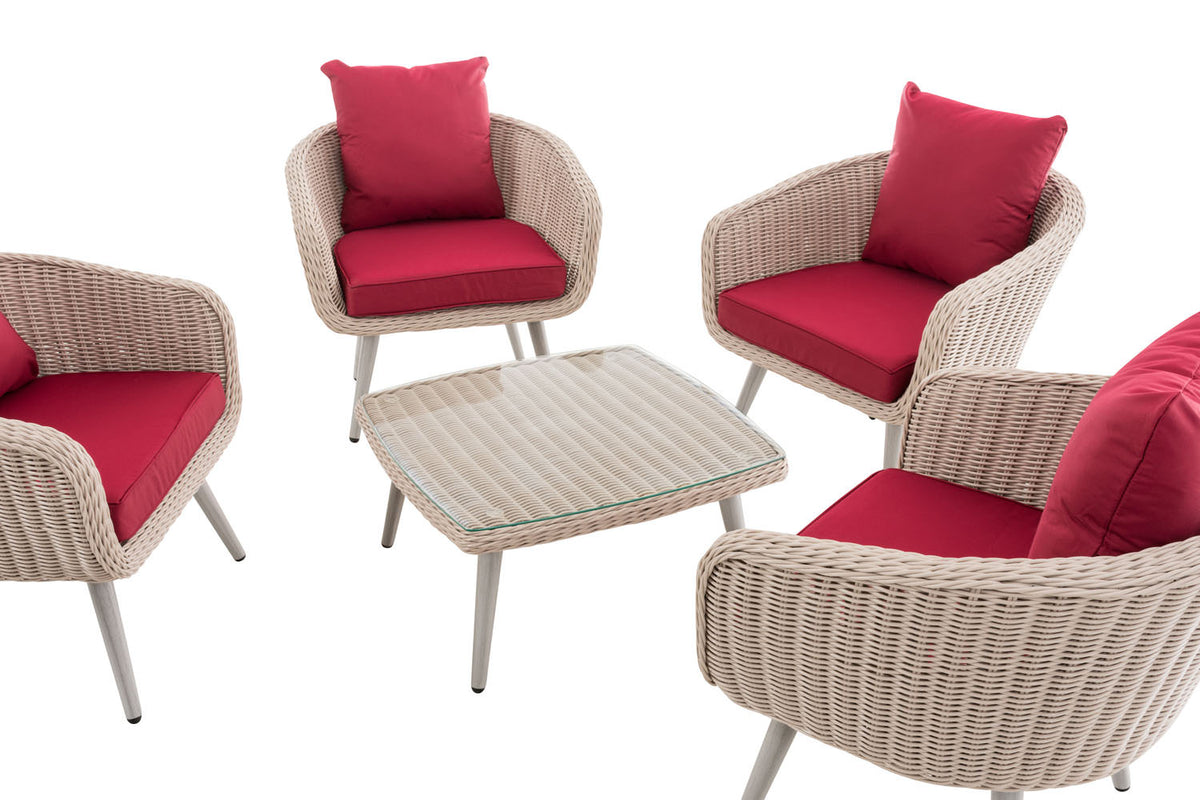 CLP Lounge-Set Ameland Rundrattan rubinrot 40 cm (Hellgrau) – Produktabbildung 3