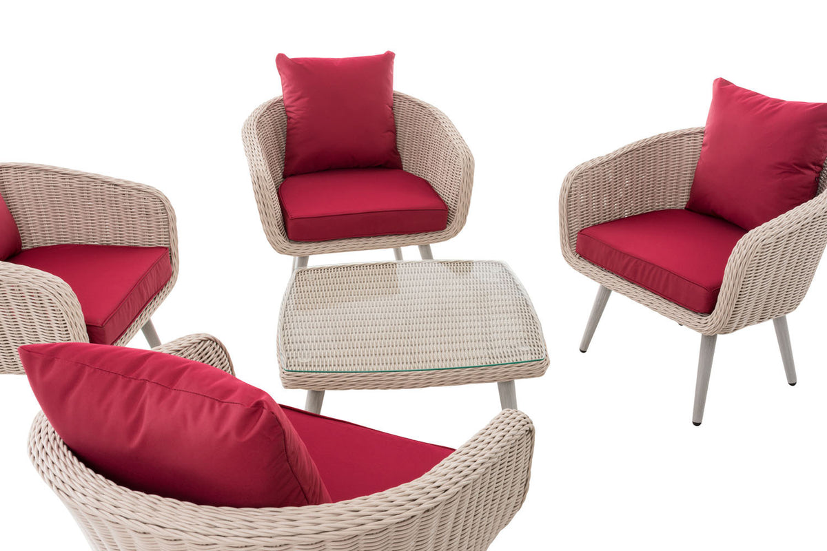 CLP Lounge-Set Ameland Rundrattan rubinrot 40 cm (Hellgrau) – Produktabbildung 4