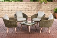 CLP Lounge-Set Ameland Rundrattan cremeweiß 40 cm (Hellbraun)