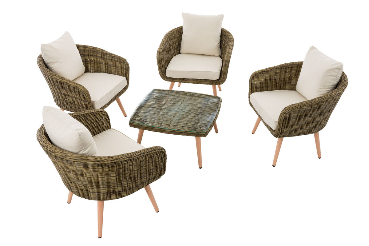 CLP Lounge-Set Ameland Rundrattan cremeweiß 40 cm (Hellbraun) – Produktabbildung 2
