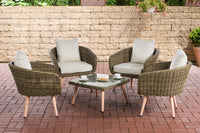CLP Lounge-Set Ameland Rundrattan cremeweiß 45 cm (Hellbraun)