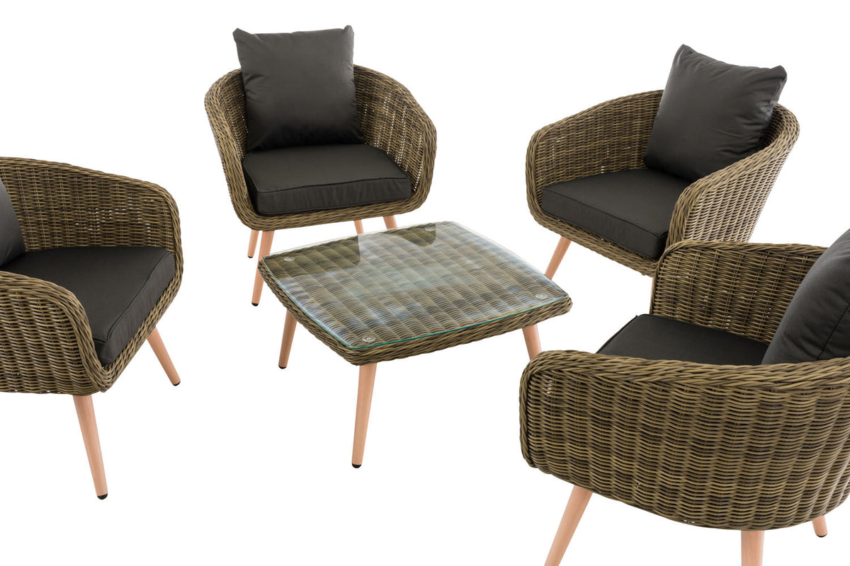 CLP Lounge-Set Ameland Rundrattan anthrazit 40 cm (Hellbraun) – Produktabbildung 3