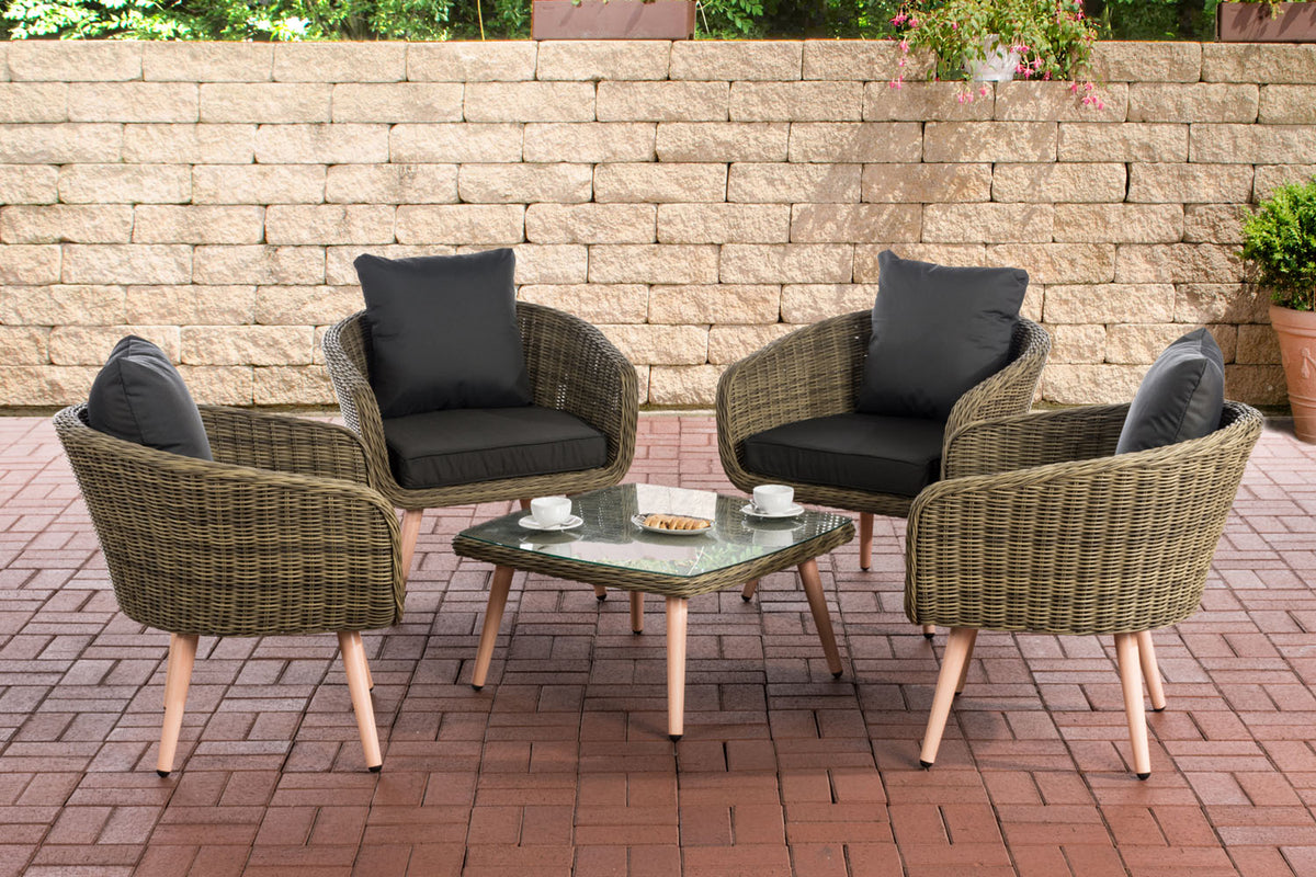 CLP Lounge-Set Ameland Rundrattan anthrazit 45 cm (Hellbraun)
