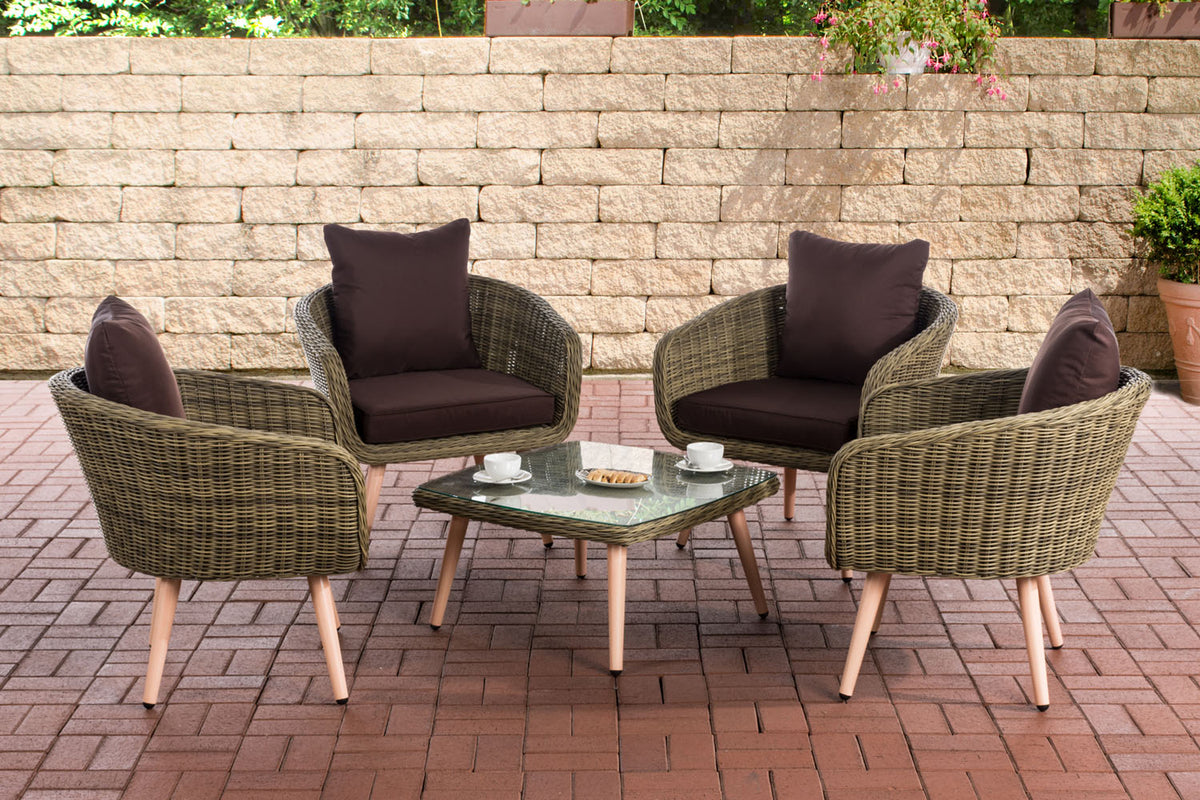 CLP Lounge-Set Ameland Rundrattan terrabraun 45 cm (Hellbraun)