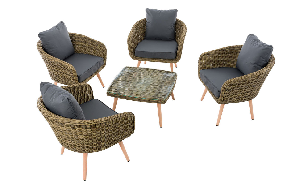 CLP Lounge-Set Ameland Rundrattan eisengrau 40 cm (Hellbraun) – Produktabbildung 2