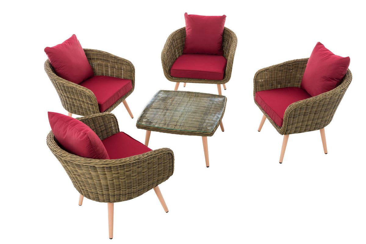 CLP Lounge-Set Ameland Rundrattan rubinrot 40 cm (Hellbraun) – Produktabbildung 2