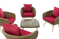 CLP Lounge-Set Ameland Rundrattan rubinrot 40 cm (Hellbraun) – Produktabbildung 4