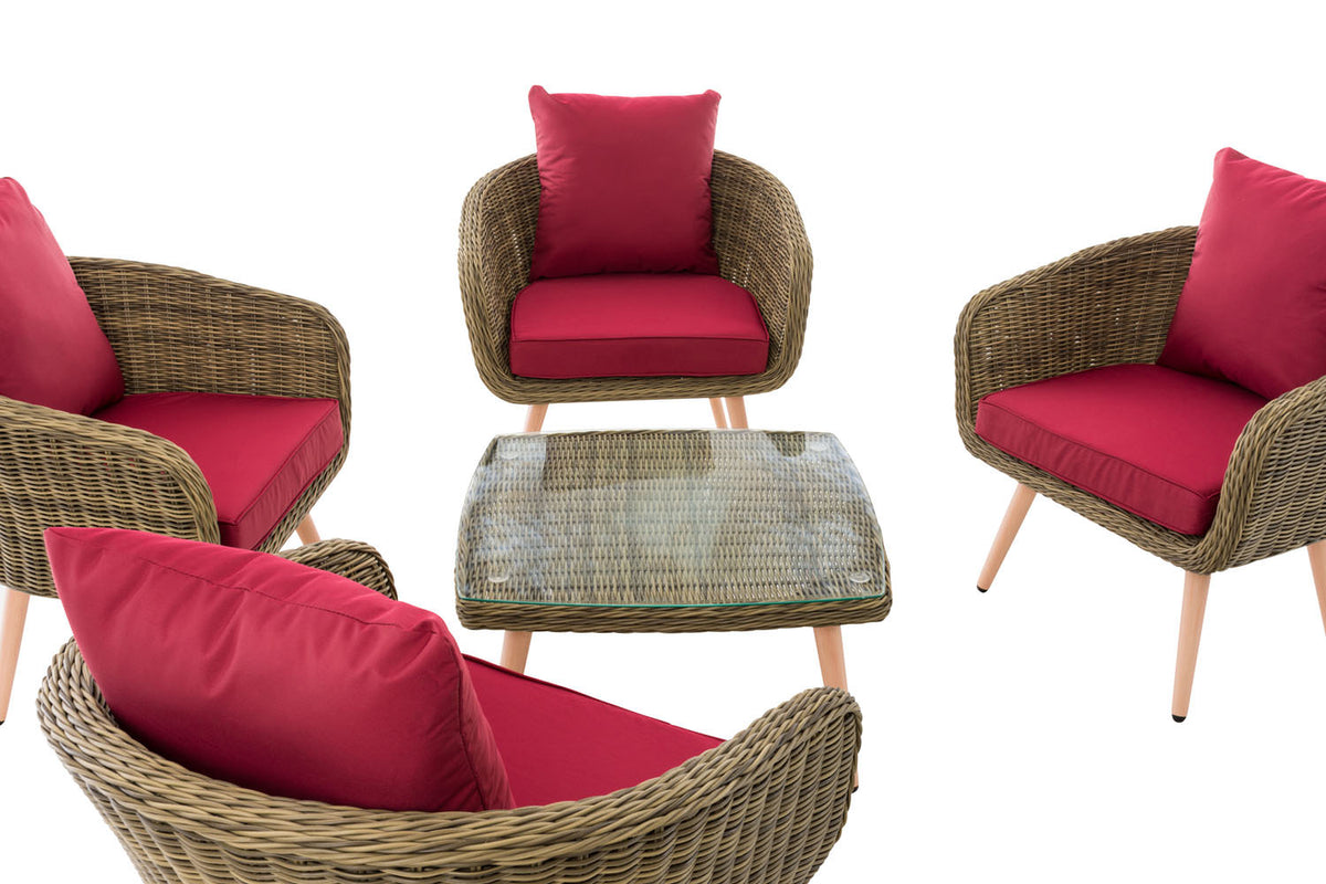 CLP Lounge-Set Ameland Rundrattan rubinrot 40 cm (Hellbraun) – Produktabbildung 4