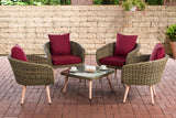 CLP Lounge-Set Ameland Rundrattan rubinrot 45 cm (Hellbraun)