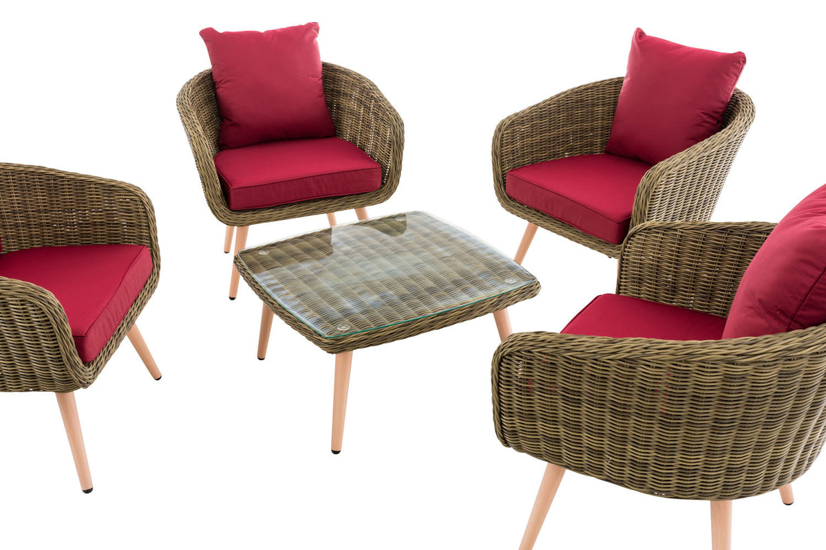 CLP Lounge-Set Ameland Rundrattan rubinrot 45 cm (Hellbraun) – Produktabbildung 3