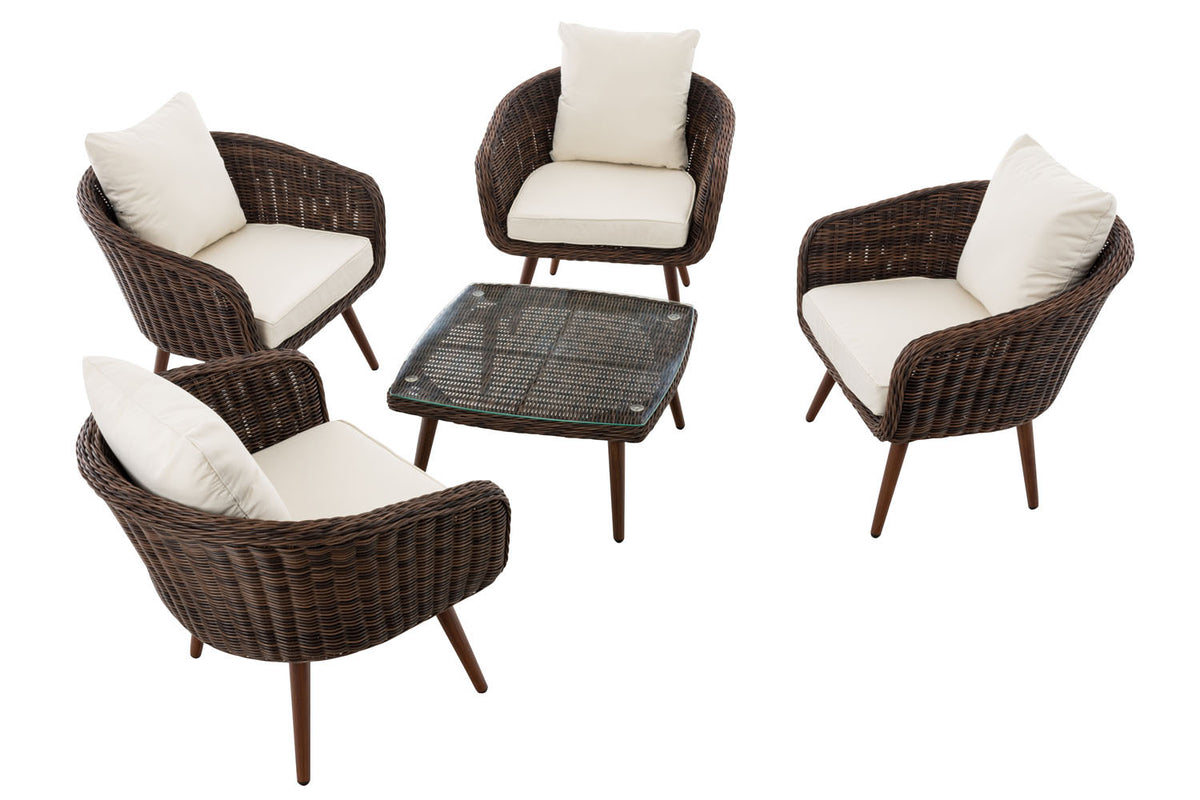 CLP Lounge-Set Ameland Rundrattan cremeweiß 45 cm (Dunkelbraun) – Produktabbildung 2