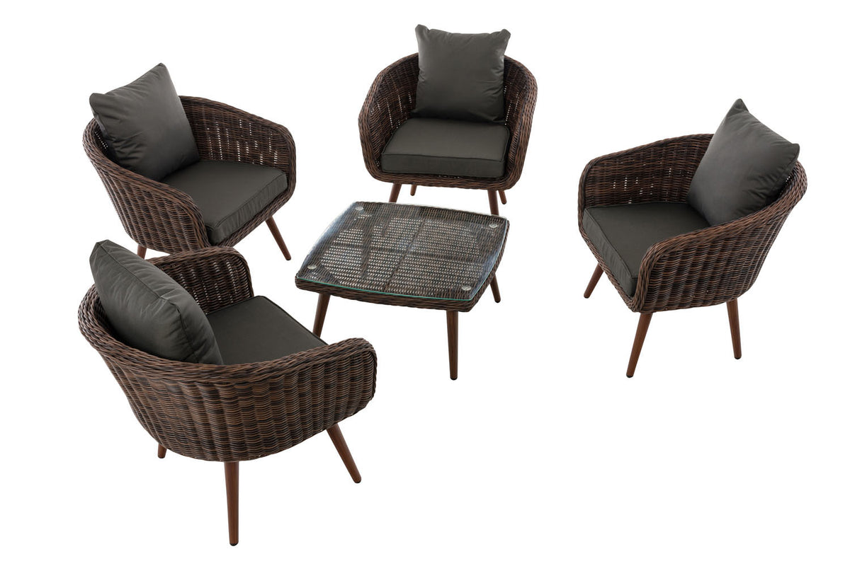 CLP Lounge-Set Ameland Rundrattan anthrazit 40 cm (Dunkelbraun) – Produktabbildung 2