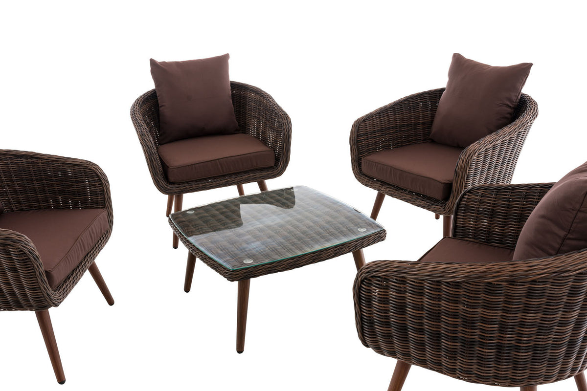 CLP Lounge-Set Ameland Rundrattan terrabraun 45 cm (Dunkelbraun) – Produktabbildung 2