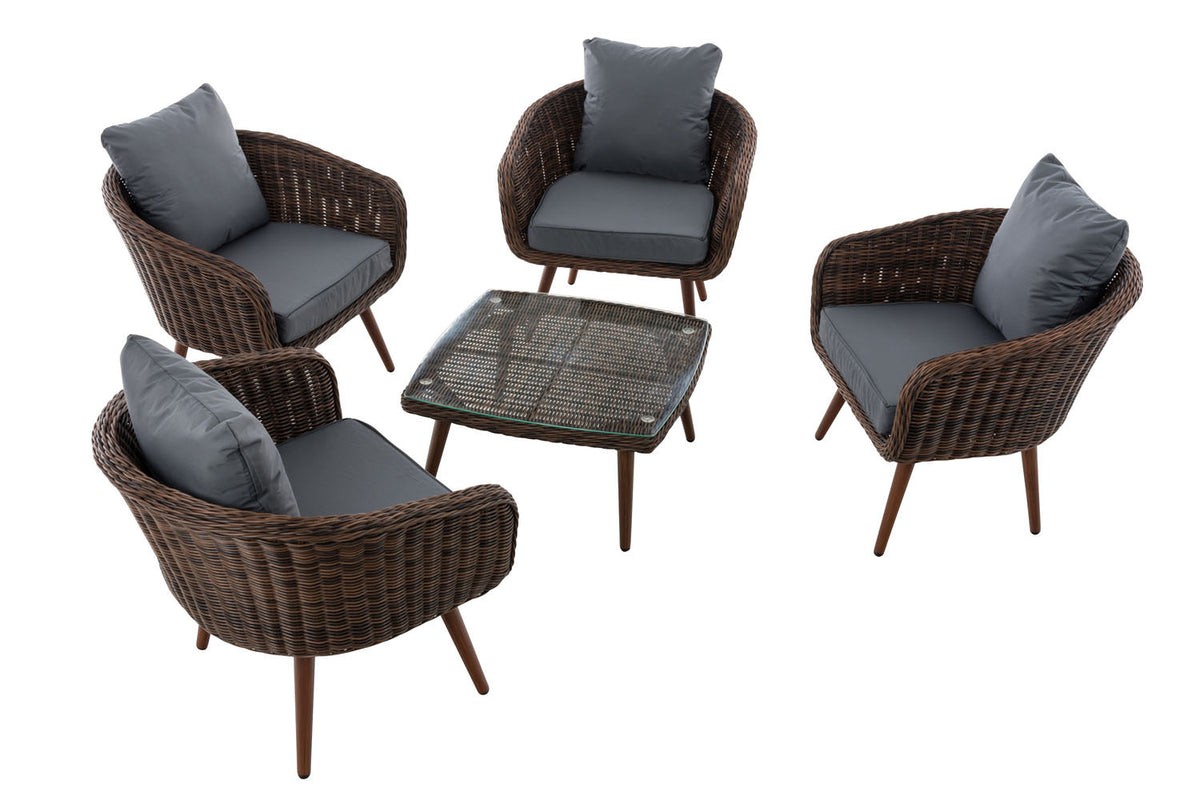 CLP Lounge-Set Ameland Rundrattan eisengrau 40 cm (Dunkelbraun) – Produktabbildung 2