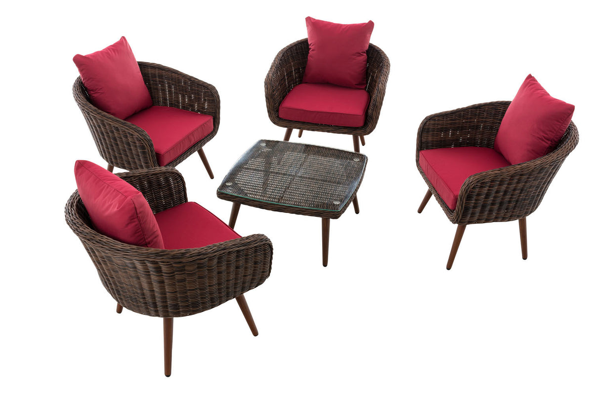 CLP Lounge-Set Ameland Rundrattan rubinrot 40 cm (Dunkelbraun) – Produktabbildung 2