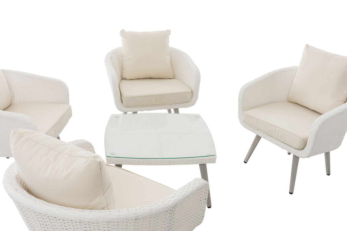 CLP Lounge-Set Ameland Flachrattan cremeweiß 40 cm (Hellgrau) – Produktabbildung 4