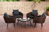 CLP Lounge-Set Ameland Flachrattan anthrazit 45 cm (Dunkelbraun)