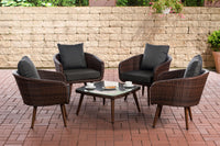CLP Lounge-Set Ameland Flachrattan anthrazit 45 cm (Dunkelbraun)