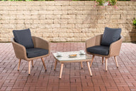 CLP Balkon-Set Ameland Flachrattan eisengrau 40 cm (Hellbraun)