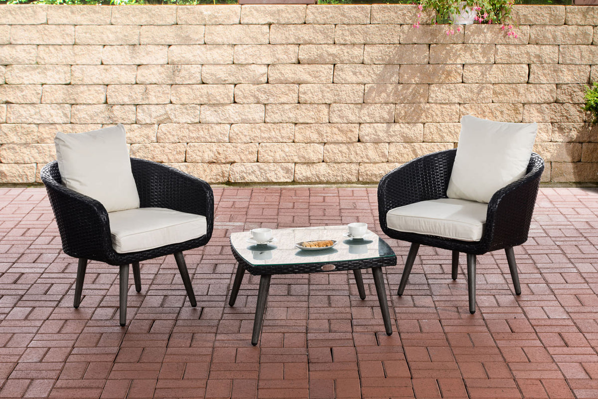 CLP Balkon-Set Ameland Flachrattan cremeweiß 40 cm (Dunkelgrau)