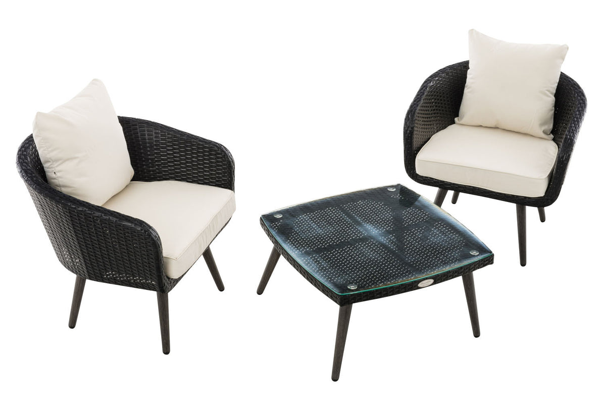 CLP Balkon-Set Ameland Flachrattan cremeweiß 40 cm (Dunkelgrau) – Produktabbildung 2