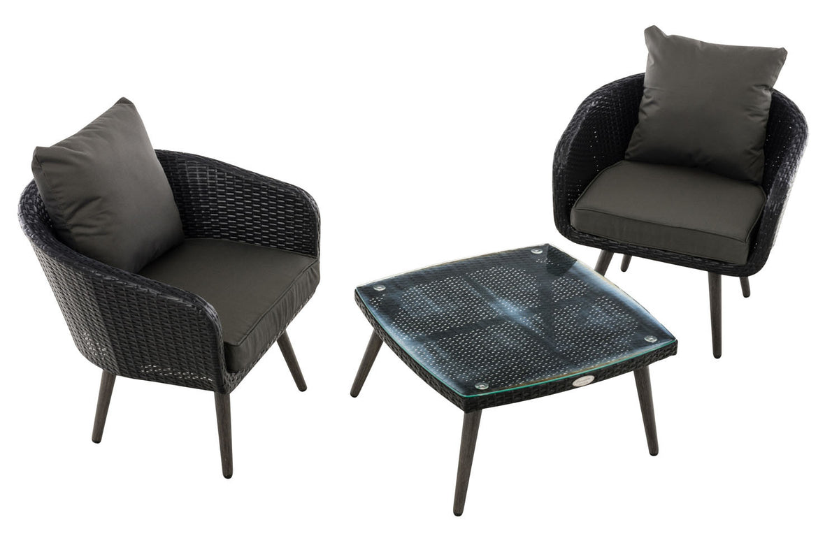 CLP Balkon-Set Ameland Flachrattan anthrazit 40 cm (Dunkelgrau) – Produktabbildung 2