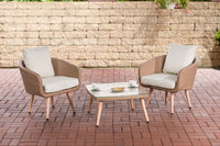 CLP Balkon-Set Ameland Flachrattan cremeweiß 45 cm (Hellbraun)