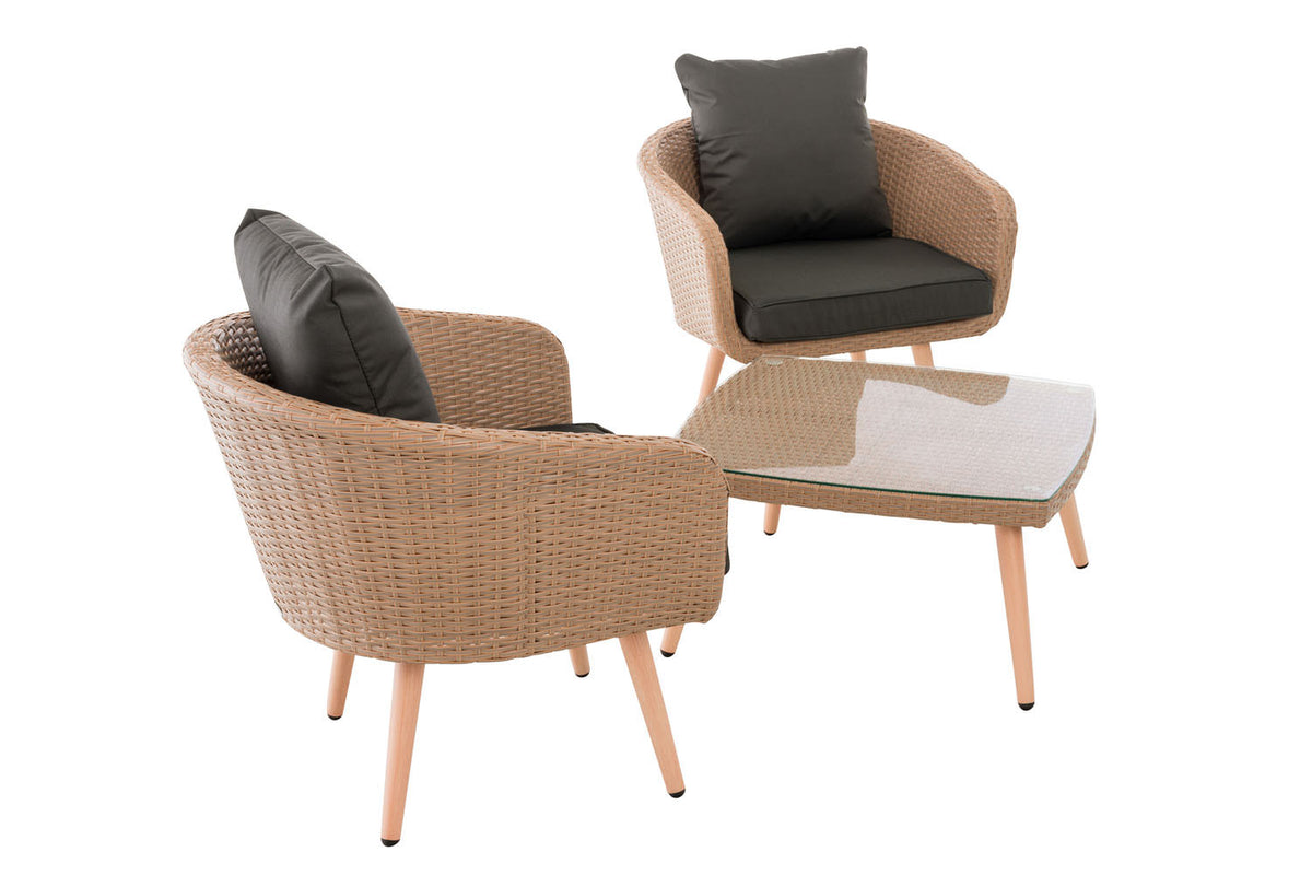 CLP Balkon-Set Ameland Flachrattan anthrazit 45 cm (Hellbraun) – Produktabbildung 4