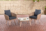 CLP Balkon-Set Ameland Flachrattan eisengrau 45 cm (Hellbraun)