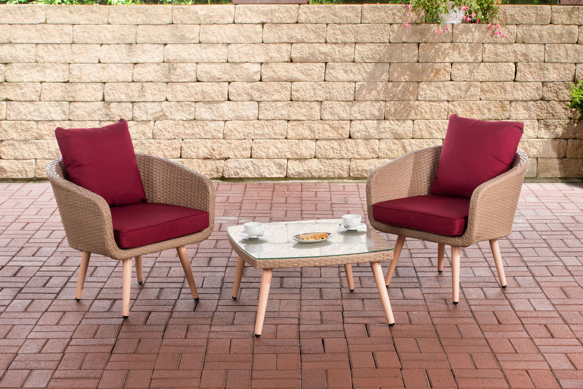 CLP Balkon-Set Ameland Flachrattan rubinrot 45 cm (Hellbraun)