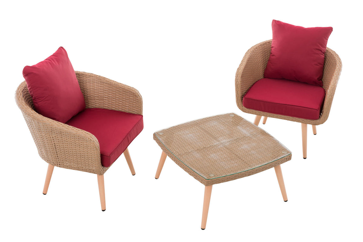 CLP Balkon-Set Ameland Flachrattan rubinrot 45 cm (Hellbraun) – Produktabbildung 2