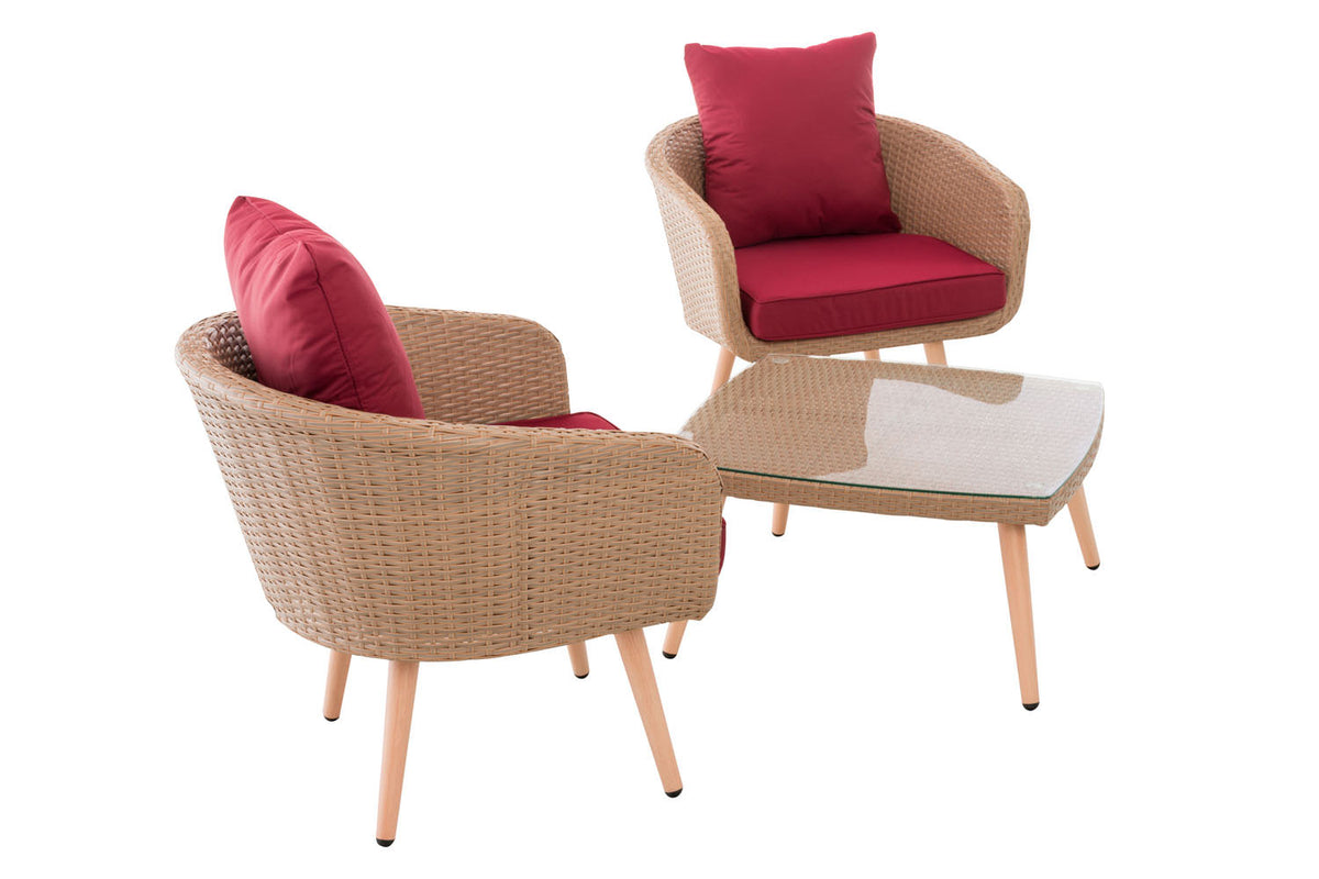 CLP Balkon-Set Ameland Flachrattan rubinrot 45 cm (Hellbraun) – Produktabbildung 4