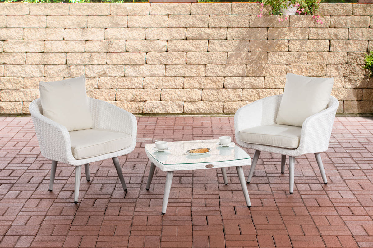 CLP Balkon-Set Ameland Flachrattan cremeweiß 45 cm (Hellgrau)